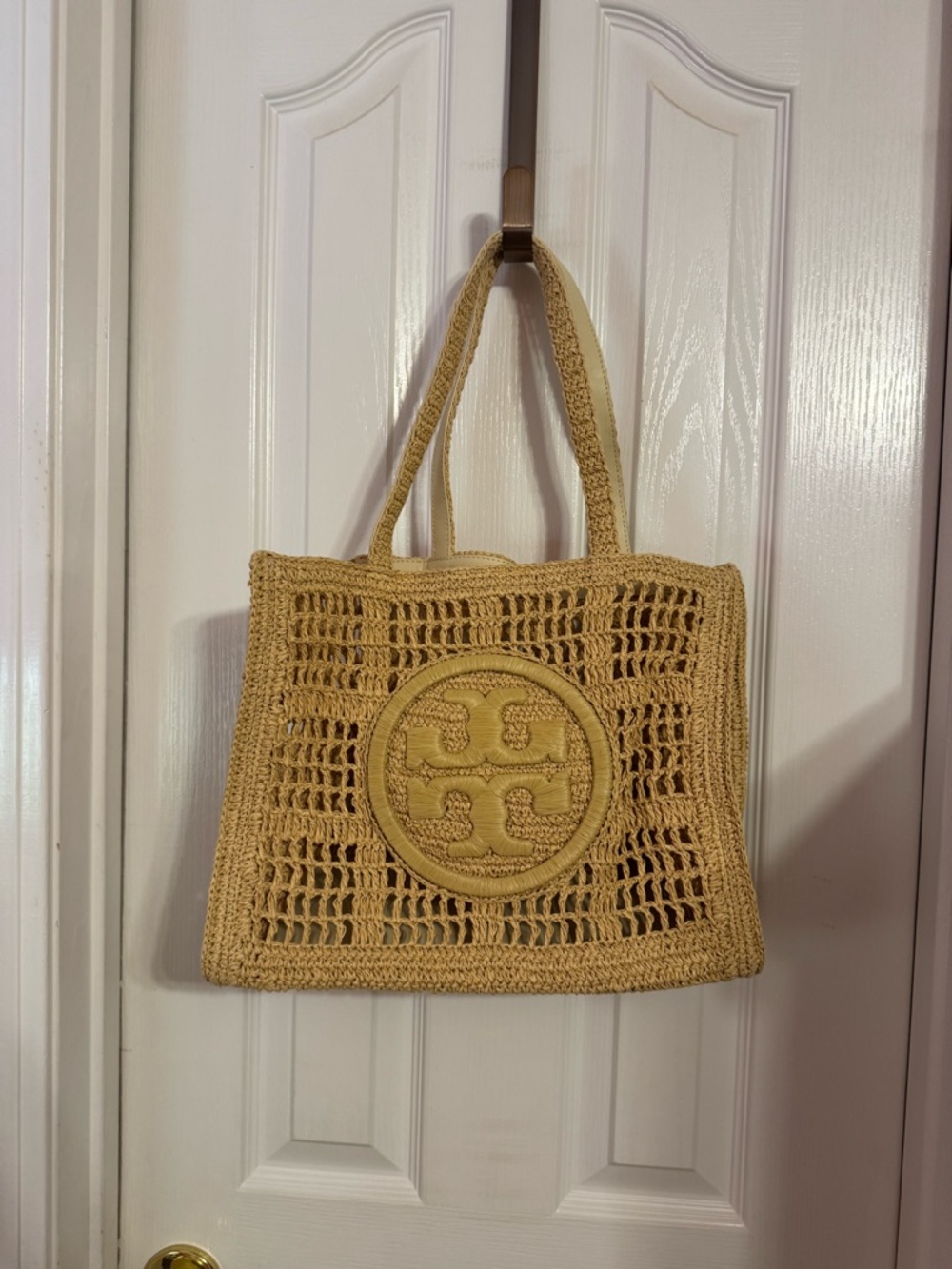 Tory Burch Woven Straw Tote in Natural Tan